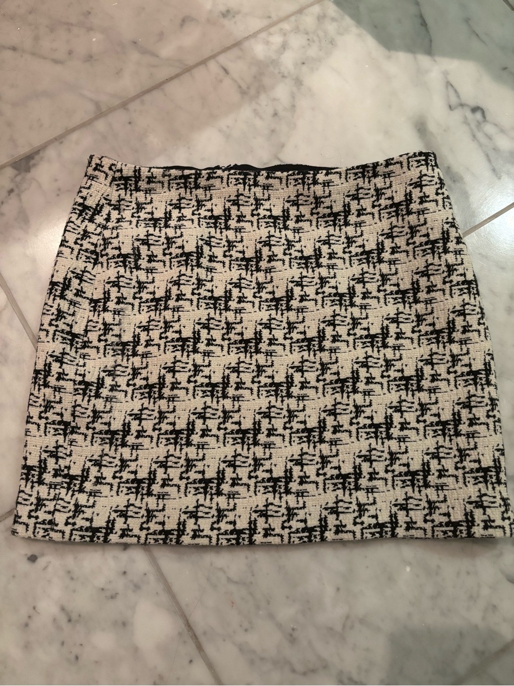 Alice + Olivia Black and White Tweed Mini Skirt
